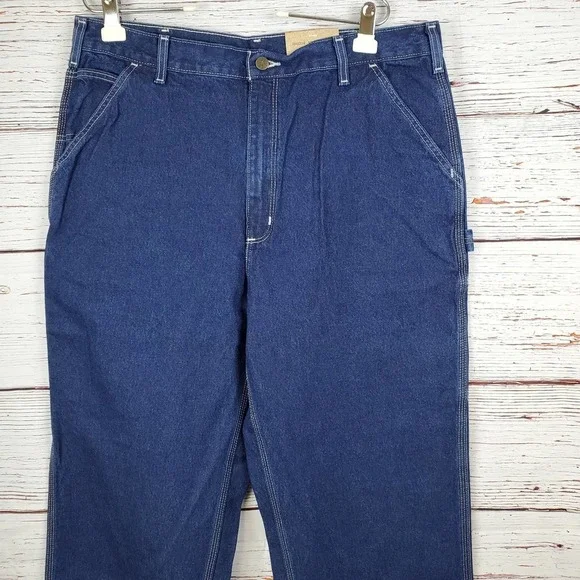 Carhartt Loose Original Fit Straight Leg Work Dungaree Men 38X36 Blue B13DST NWT - Picture 2 of 9